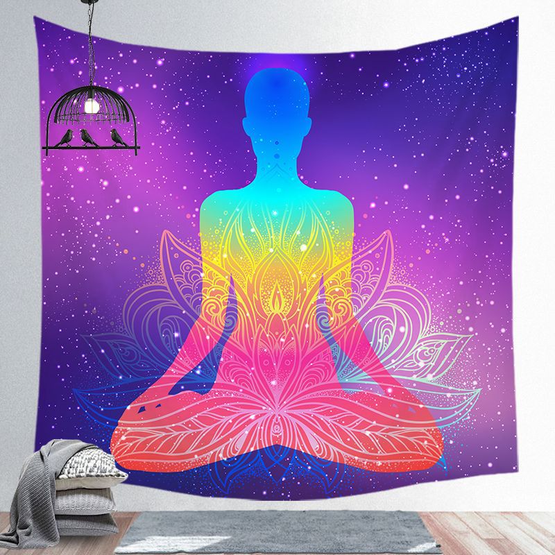 Tenture murale posture yoga multicolore