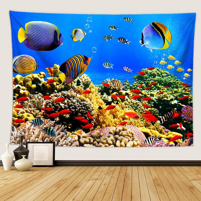 Tenture murale poissons aquarium