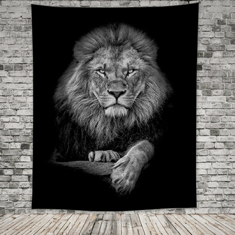 Tenture murale lion de face