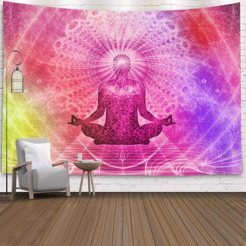 Tenture murale zen yoga rose