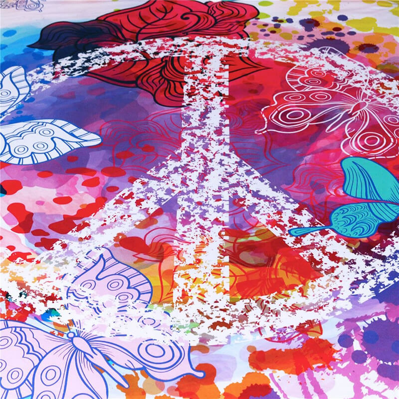 Tenture Murale Hippie Peace and Love