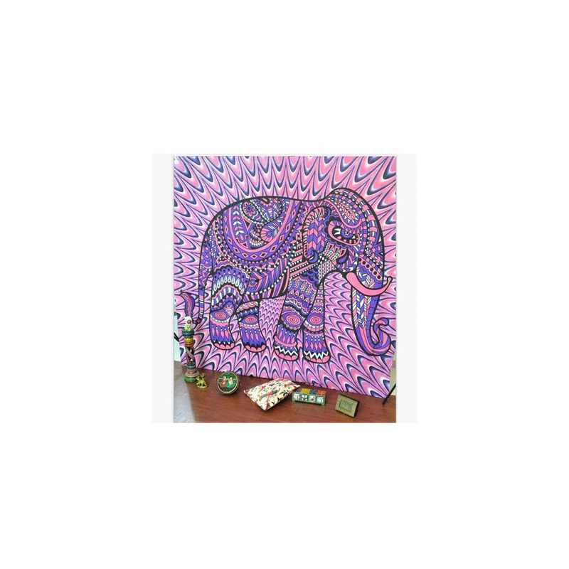 Tenture Murale Éléphant Rose Psychédélique
