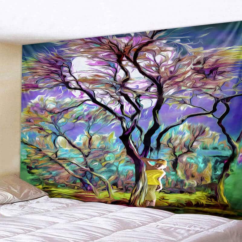 Tenture Murale Psychédélique Hippie - 264x224 Cm, Polyester, Décoration Chambre Salon