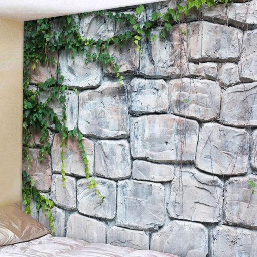 Tenture murale 3D Trompe l'oeil motif Mur de Jardin avec du Lierre