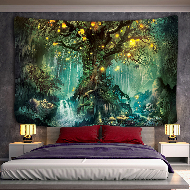 Acheter Tapisserie murale décorative arbre de vie en forêt