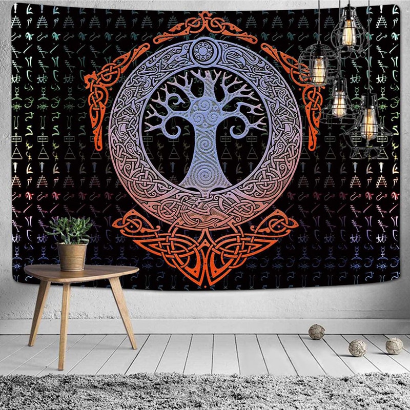 Tenture Murale Boho Arbre De Vie Indien - Coton 250x210 Cm - Rouge - Décoration Murale Ou Jeté De Lit