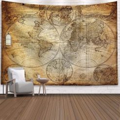 Tenture Murale Carte du Monde Design Ancien Monde