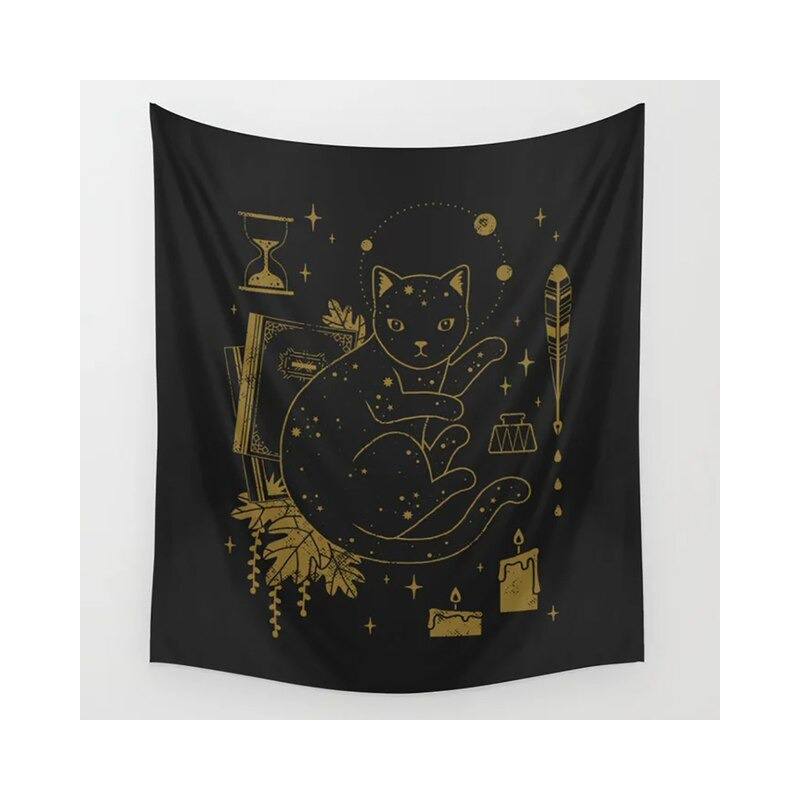 Tenture Murale 150x200 Cm Style Égypte Antique Avec Chat - Impression 3D - Décoration Chambre, Salon