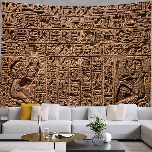 Murale Egypte Tenture photographique dans les temples d'Egypte gravures hiéroglyphes