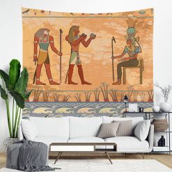 Tenture Murale Egypte dieux Anubis, Horus et Seth