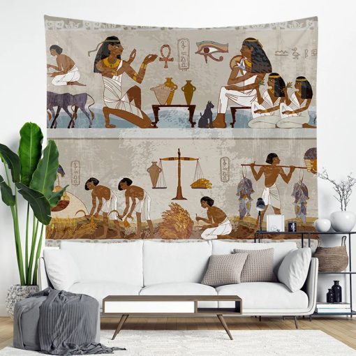 Tenture Murale Egypte ocre jour de moisson