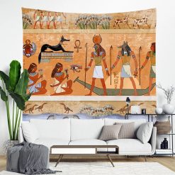 Tenture Murale Egypte ocre les dieux sur le Nil