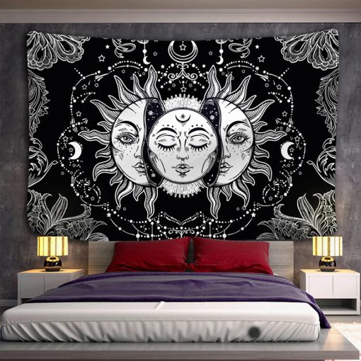 Tenture Murale Soleil et Lune- noir