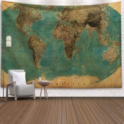 Magnifique Tenture Murale Planisphère Carte au Trésor