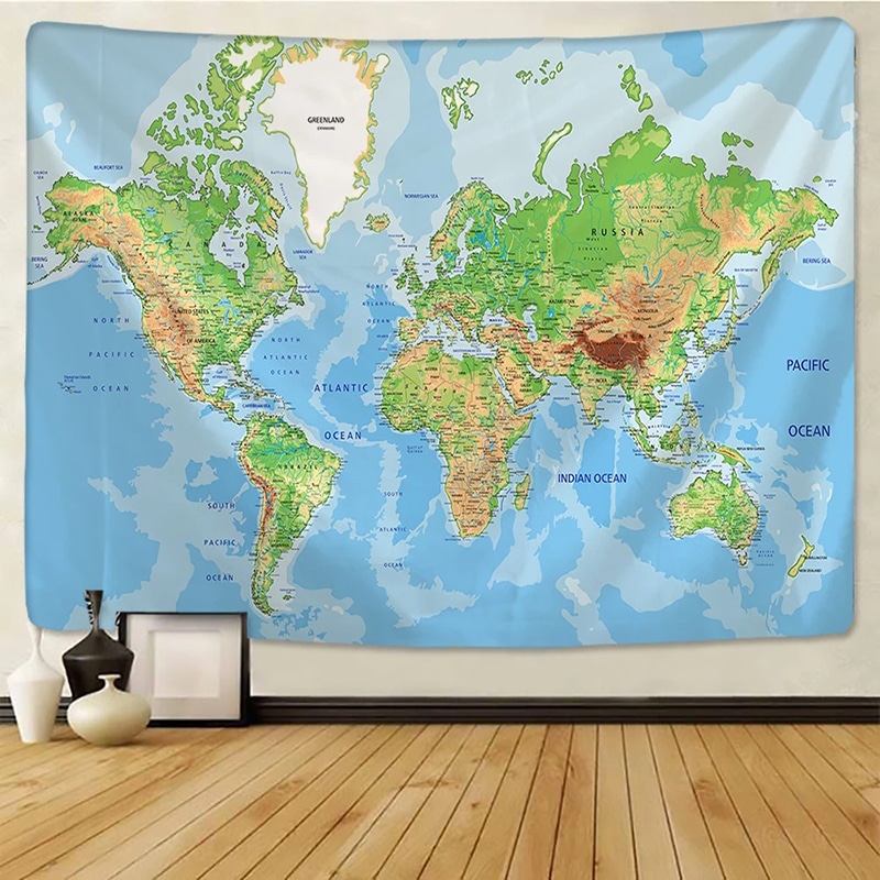 Tenture Murale Cartes du Monde, Planisphère et Mappemonde