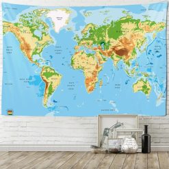 Tenture Murale Planipshère colorée sans le bleu des océans