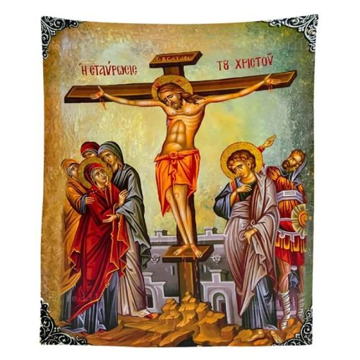 Icône de la crucifixion Jésus Christ Sainte Croix Grecque orthodoxe Art byzantin