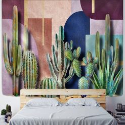 Tapisserie murale Nature Geometrie Tropicale et Cactus, Inspiration Nouveau-Mexique