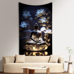 Tenture Bouddha Fleur de Lotus immaculée