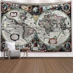 Tenture Murale Carte du monde rétro Carte de l'océan nautique