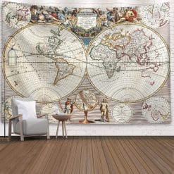 Tenture Murale Carte du Monde Steampunk