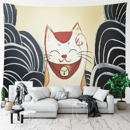 Tenture Murale Japonaise Chat Porte-Bonheur maneki-neko