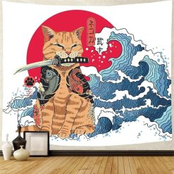 Tenture Murale Japonaise Chat de samouraï