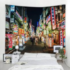 Tenture Murale Japonaise Néons Rue de Tokyo