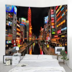 Tenture Murale Japonaise Rue de Tokyo de Nuit