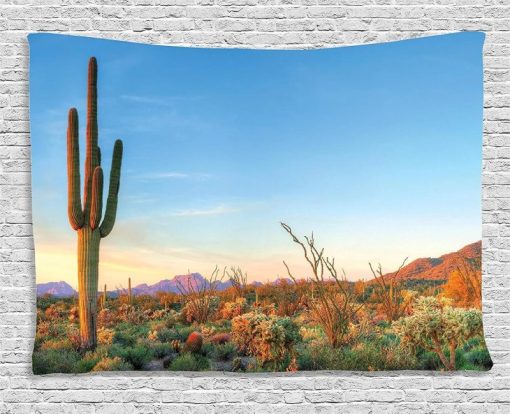 Tenture Murale Nature Aurore sur les Cactus des Montagnes Rocheuses