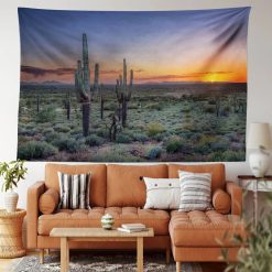Tenture Murale Nature Cactus sous le Coucher de Soleil