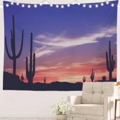 Tenture Murale Nature Horizon de Cactus à la Lumière du Couchant