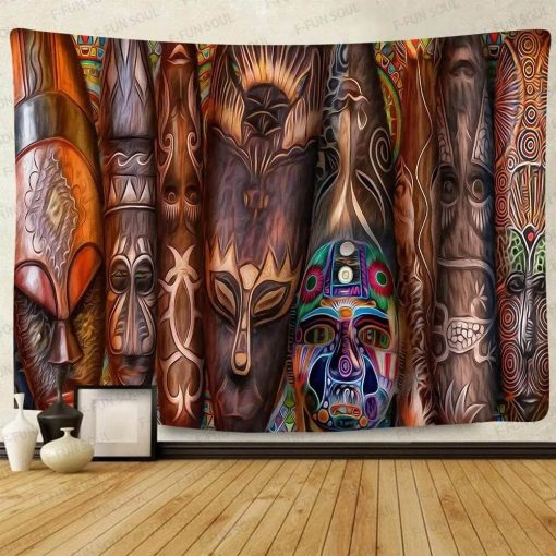 Magnifiques Tenture Murale Africaine Masques Africains scupltés
