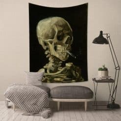 Tenture Murale Crâne de squelette fumant une cigarette Vincent van Gogh