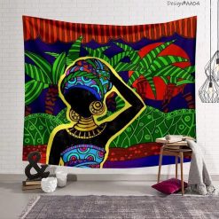 Tenture Murale Femme Africaine Tradionnelle et Oasis