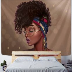 Tenture Murale Jeune Femme Africaine Foulard coloré et Paix intérieur