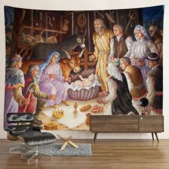 Tenture Murale Scène de la nativité avec l'enfant jésus