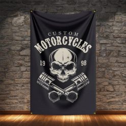 Tenture Murale Skull Biker Custom Motorcycles