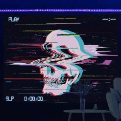 Tenture Murale Tête de Mort Flouté Hacking Vidéo