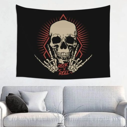 Tenture Murale Tête de Mort Horn Heavy Metal - 95x73 cm