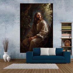 Tenture Murale Art Chrétien - Jésus en Contemplation