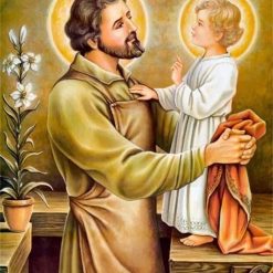 Tenture Murale Art Chrétien - Saint Joseph et l'Enfant Jésus