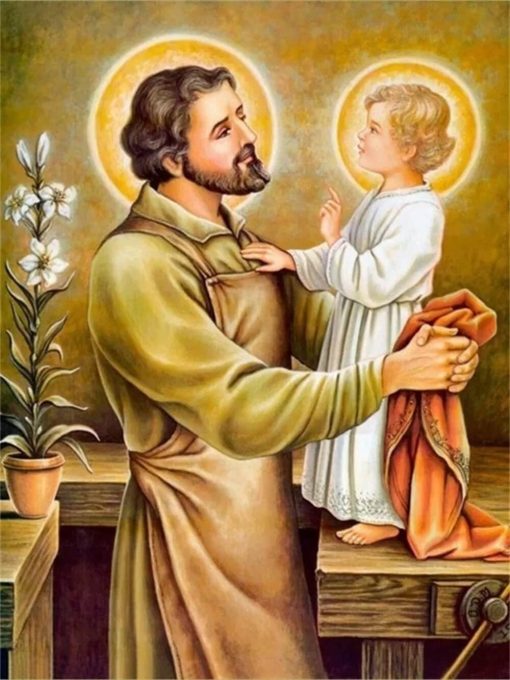 Tenture Murale Art Chrétien - Saint Joseph et l'Enfant Jésus