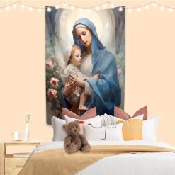 Tenture Murale Art Chrétien - Vierge Marie avec l'Enfant Jésus