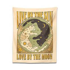 Tenture Murale Astrologie Chat - Live by the Sun, Love by the Moon