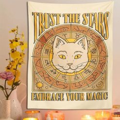 Tenture Murale Astrologique Féline - Trust the Stars, Embrace Your Magic