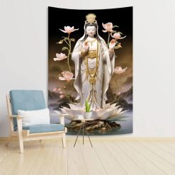 Tenture Murale Bouddha - Guan Yin de Lotus