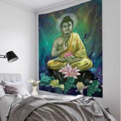 Tenture Murale Bouddha - Harmonie Cosmique et Lotus Lumineux