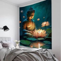 Tenture Murale Bouddha - Lumière Sereine en Méditation