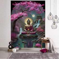 Tenture Murale Buddha - Éclat Serein du Sakura
